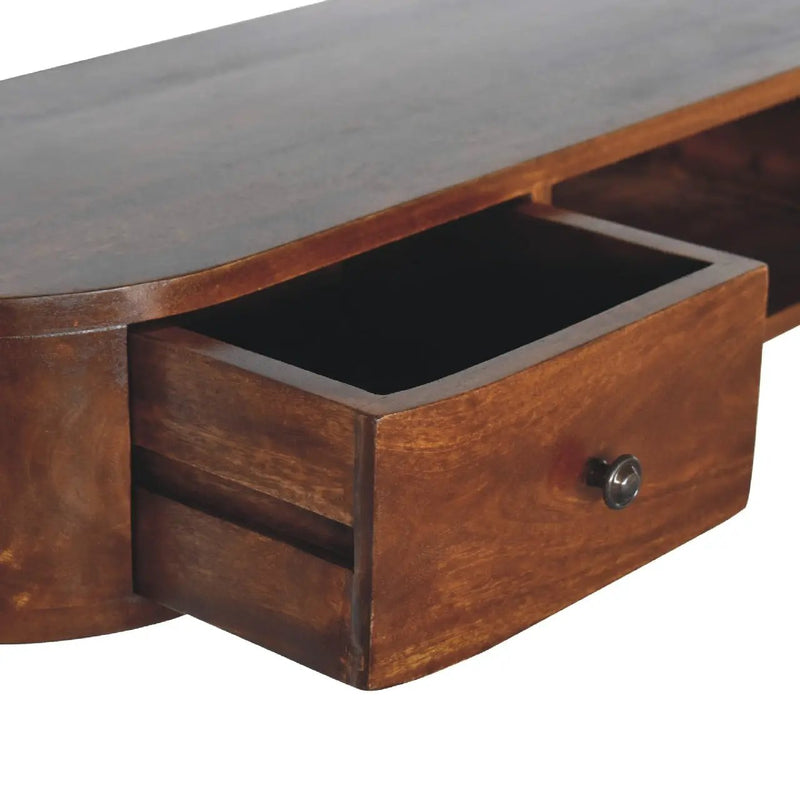 Solid Wood Lunar 2-Drawer Floating Console, 1 Open-slot by HouseOfZazla