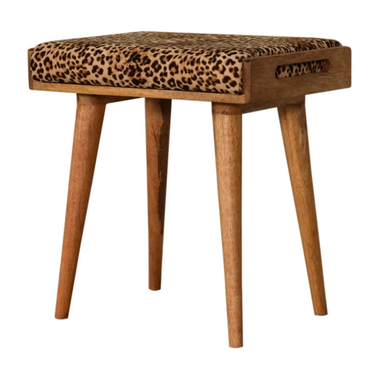 Leopard Tray Style Footstool - Brown Oak by Unique Piece Furniture