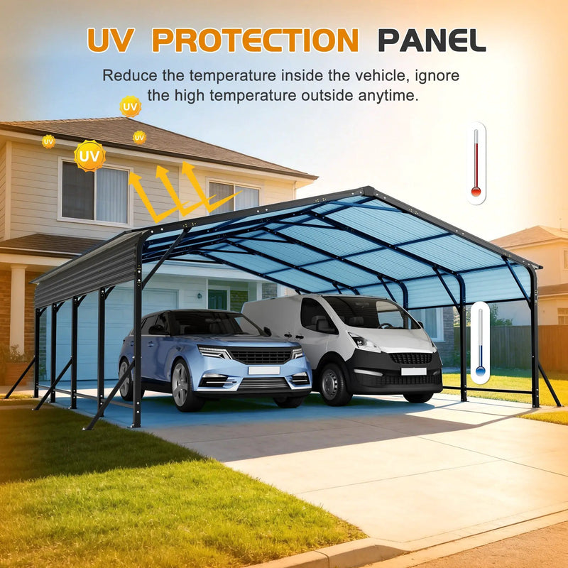 20'x20' Galvanized Steel Carport Canopy by HouseOfZazla