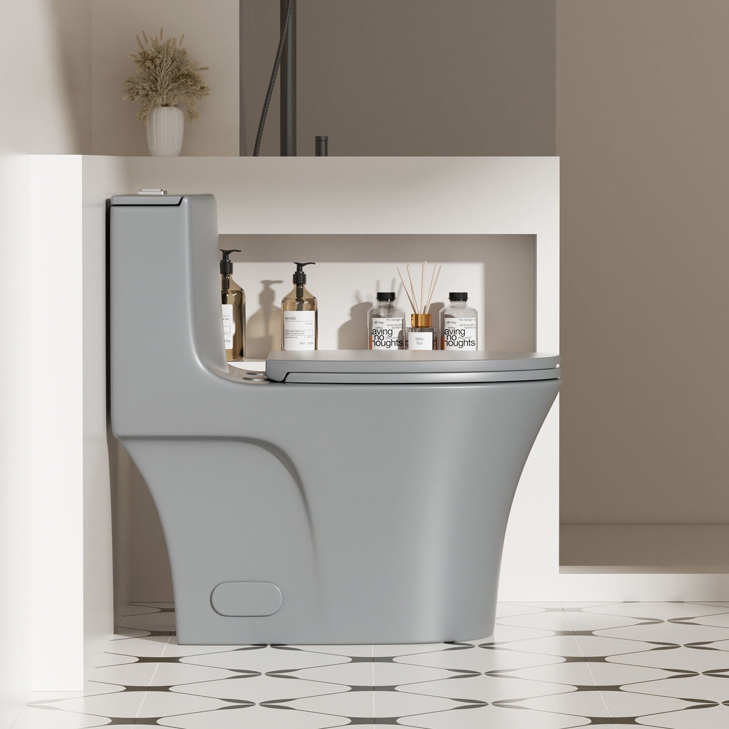 1 Piece Toilet With Dual Flush And Soft Closing Seat by HouseOfZazla