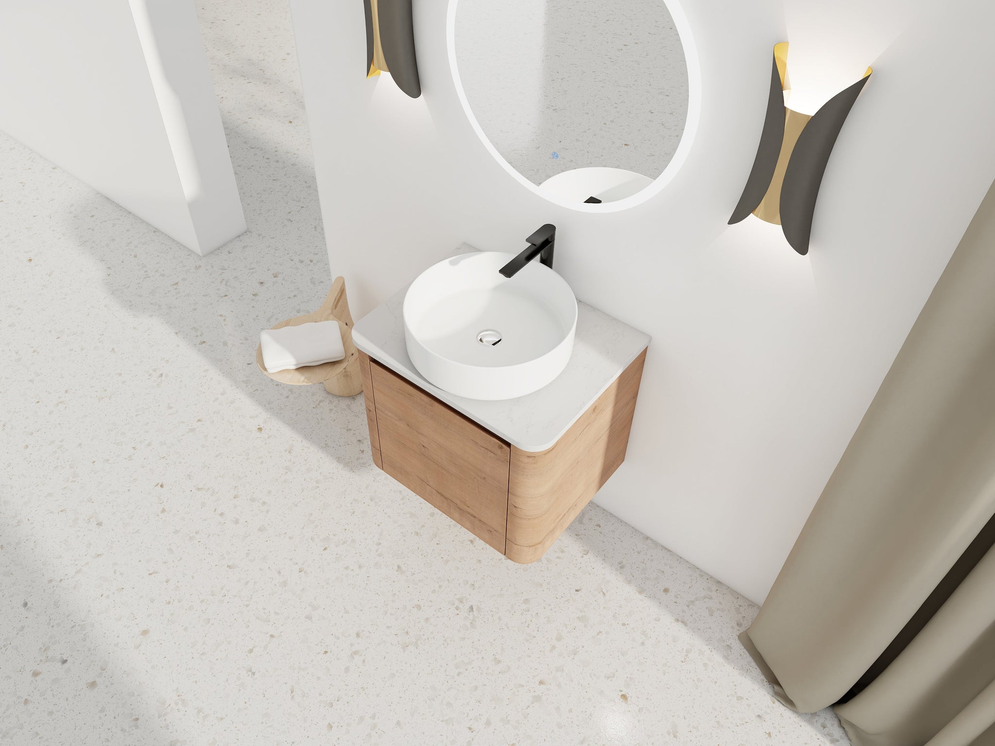 24" Wall-Mounted Bathroom Vanity With Ceramic Art Sink & Soft-Close Door by HouseOfZazla