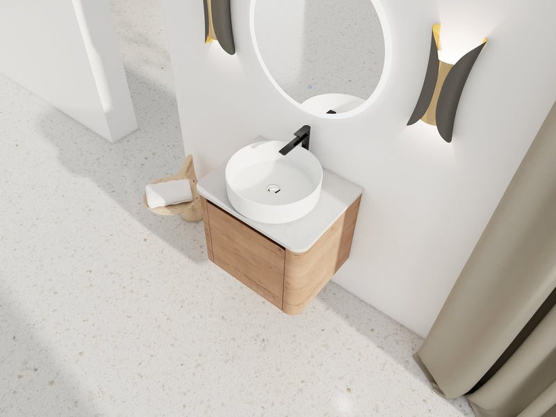 24" Wall-Mounted Bathroom Vanity With Ceramic Art Sink & Soft-Close Door by HouseOfZazla