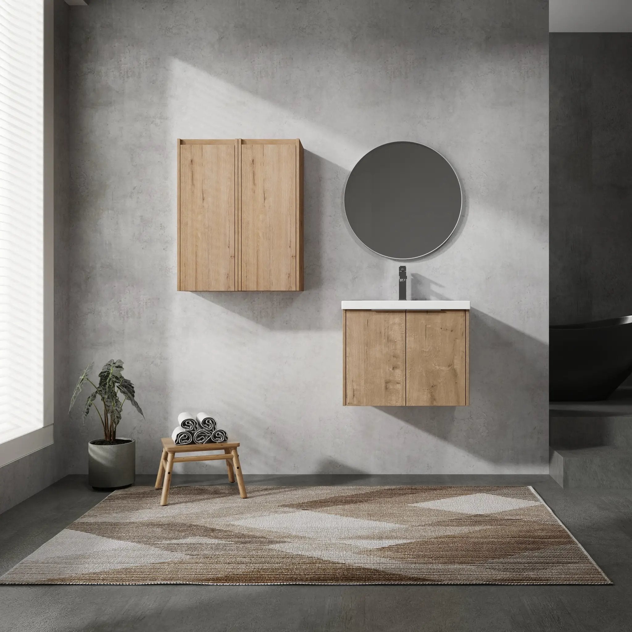 24" Wall-Mounted Bathroom Vanity With Sink and Side Cabinet by HouseOfZazla