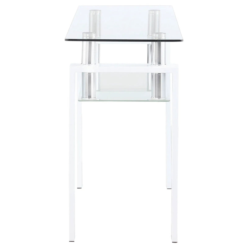 Dyer Rectangular Glass Top Entryway Sofa Console Table White by Unique Piece Furniture