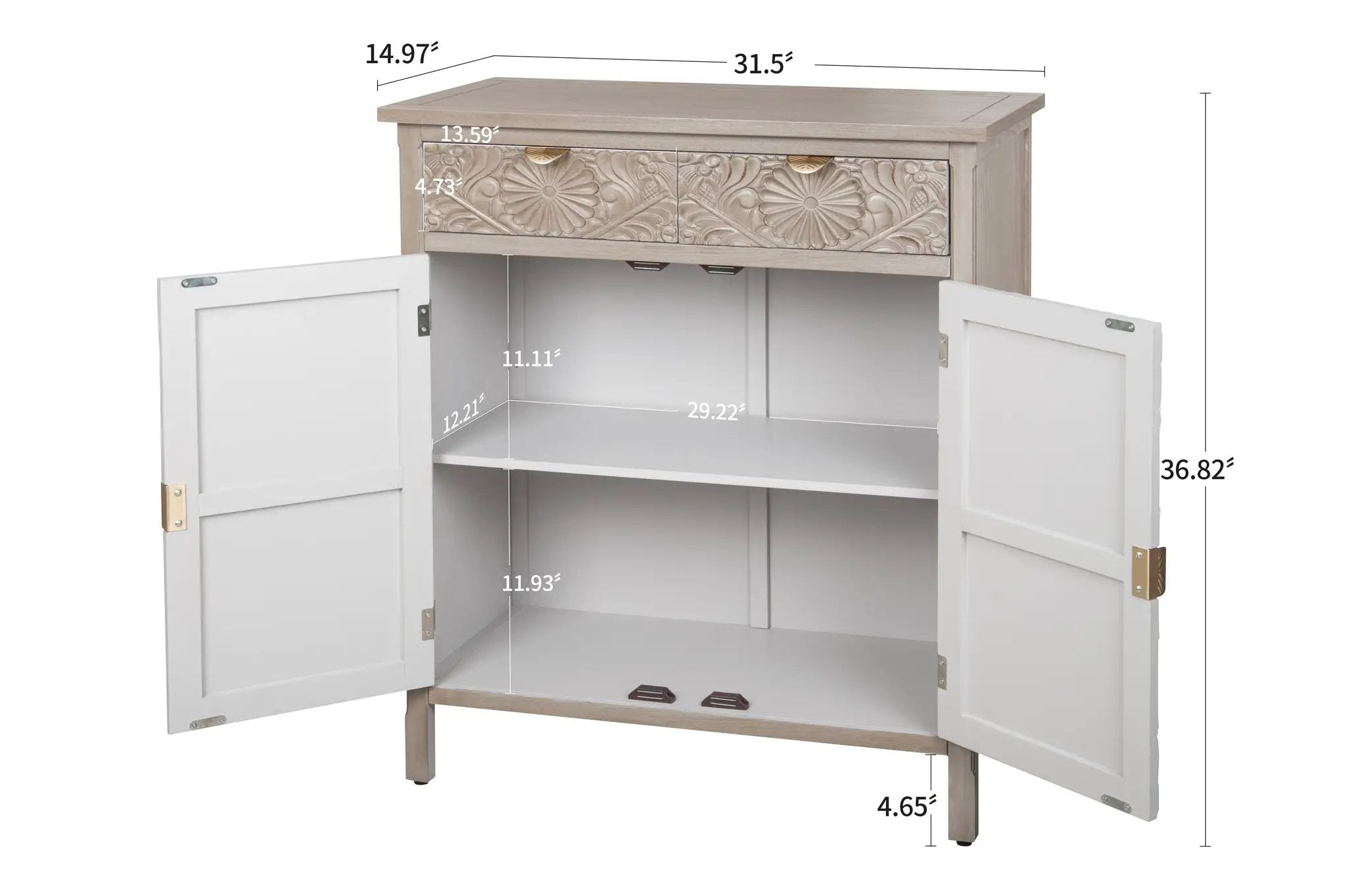 Hand-Carved Accent Cabinet with Drawer and Doors by HouseOfZazla