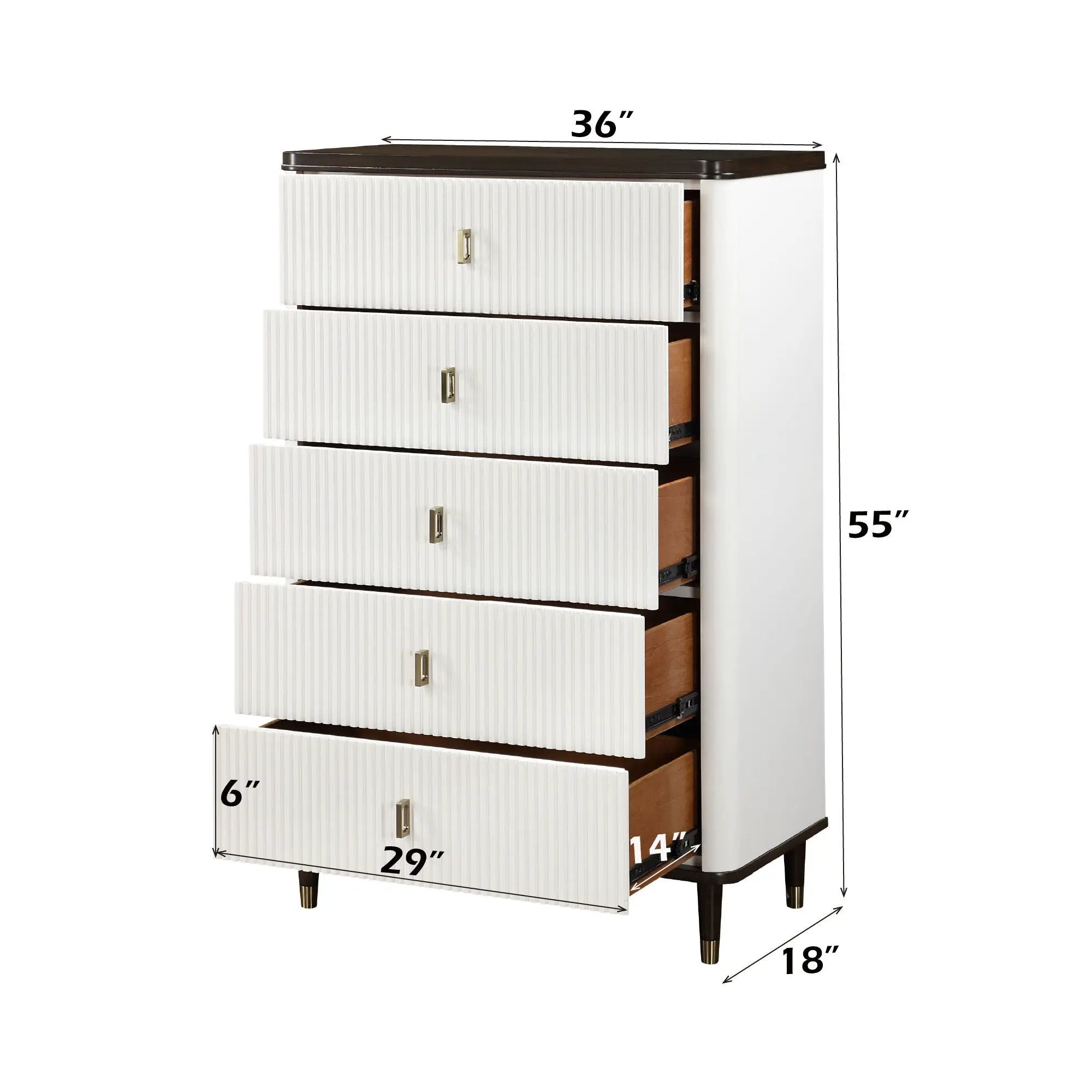 Carena - 5 Piece Bedroom Set (Eastern King Dresser Chest Mirror Nightstand) - Brown / Light Gray / White by Unique Piece Furniture