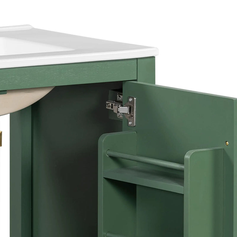 Bathroom Vanity With Single Sink, Combo Cabinet Undermount Sink, Bathroom Storage Cabinet With 2 Doors And A Drawer, Soft Closing, Multifunctional Storage, Solid Wood Frame by HouseOfZazla