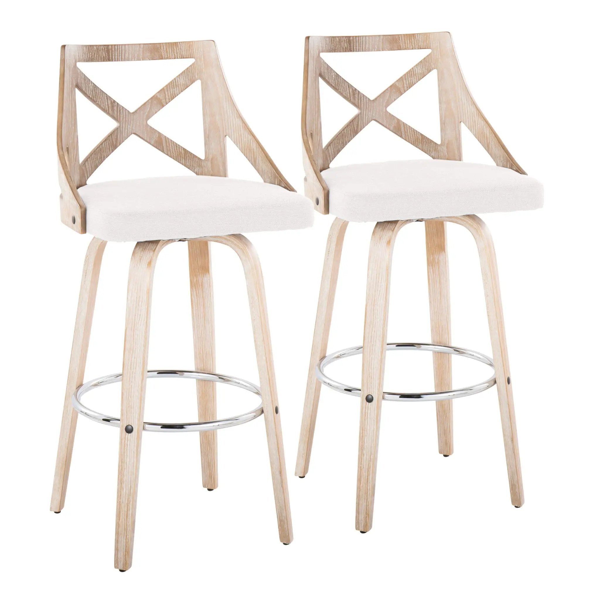 Charlotte - Farmhouse Fixed Height Bar Stool With Swivel And Round Footrest (Set of 2) by Unique Piece Furniture