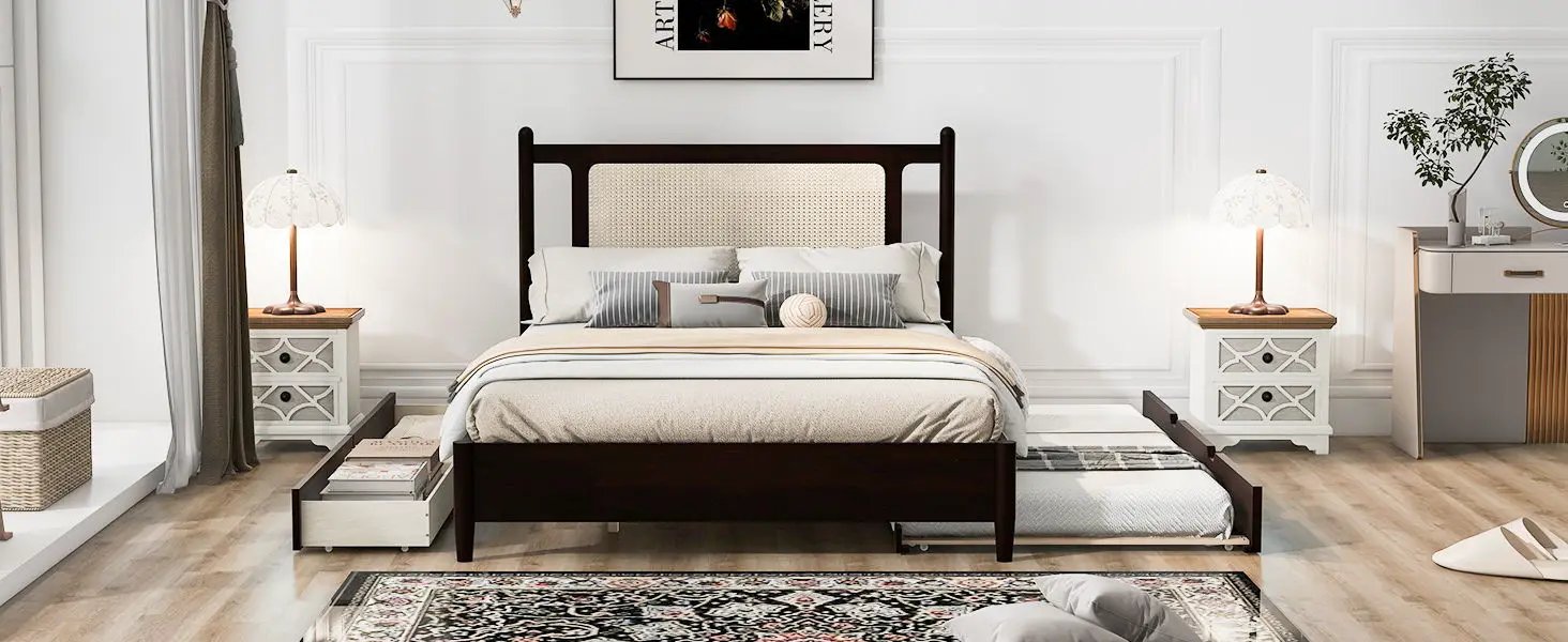 Platform Bed With 2 Big Drawers & Trundle by HouseOfZazla