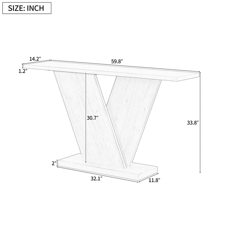 Console Table With V Shape Base, Sculptural Entryway Accent by HouseOfZazla