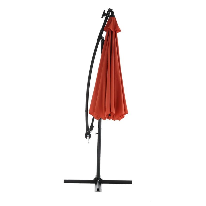 10ft Solar LED Offset Hanging Market Patio Umbrella (Orange) (No Base) by HouseOfZazla