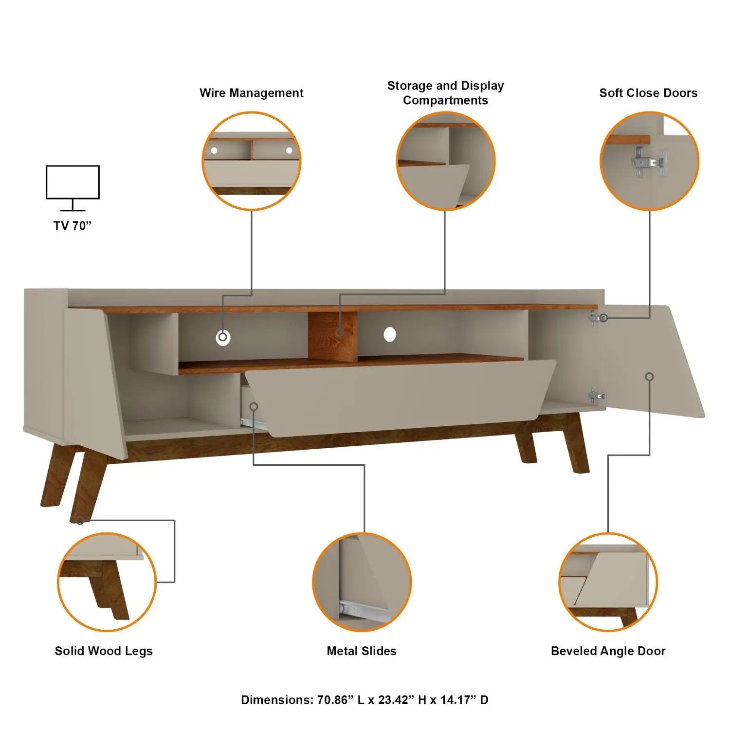 Marcus - TV Stand With 4 Shelves And Soft Close Doors by HouseOfZazla