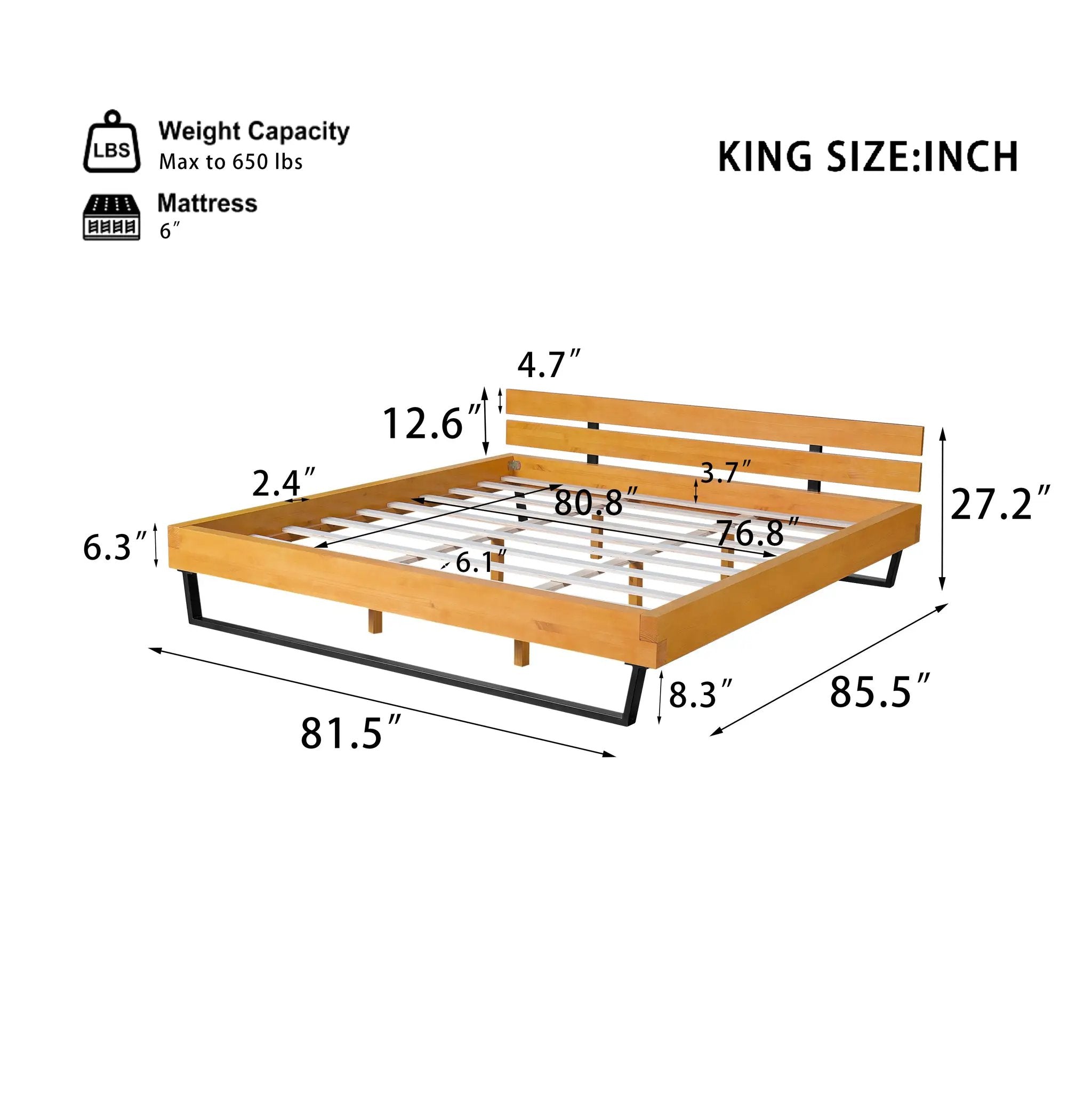 Pine Wood Bed Frame - King Size by HouseOfZazla
