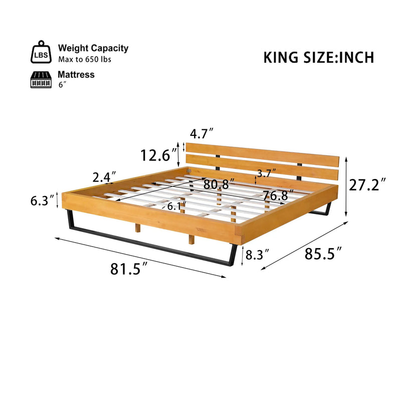 Pine Wood Bed Frame - King Size by HouseOfZazla