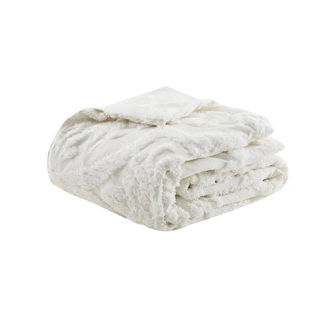 King/Cal King 3 Piece Tufted Cotton Chenille Damask Duvet Cover Set by HouseOfZazla