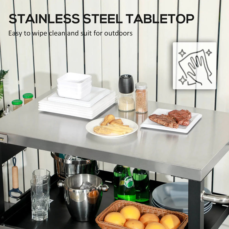 Outsunny Three-Shelf Outdoor Grill Cart with Stainless Steel Tabletop by HouseOfZazla