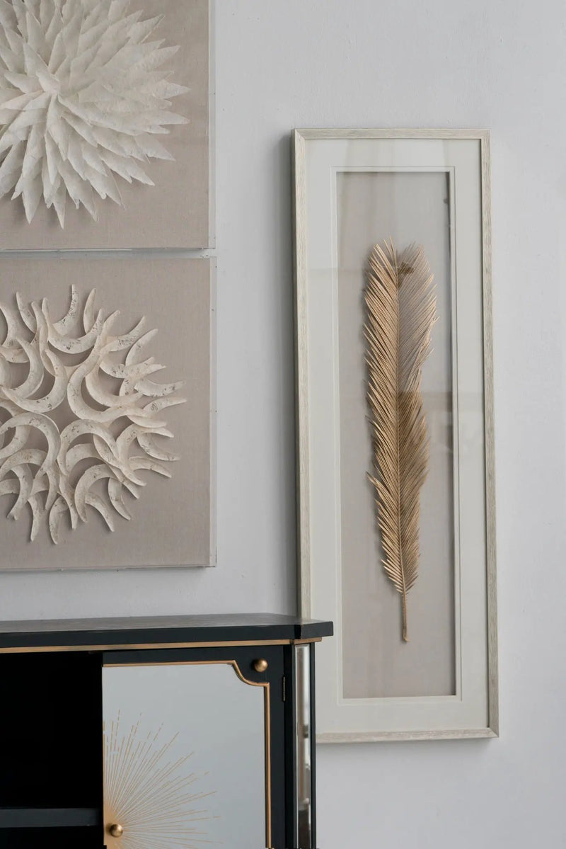 Leaf Framed Wall Art, Wall Decor For Living Room Dining Room Office Bedroom - Gold by Unique Piece Furniture