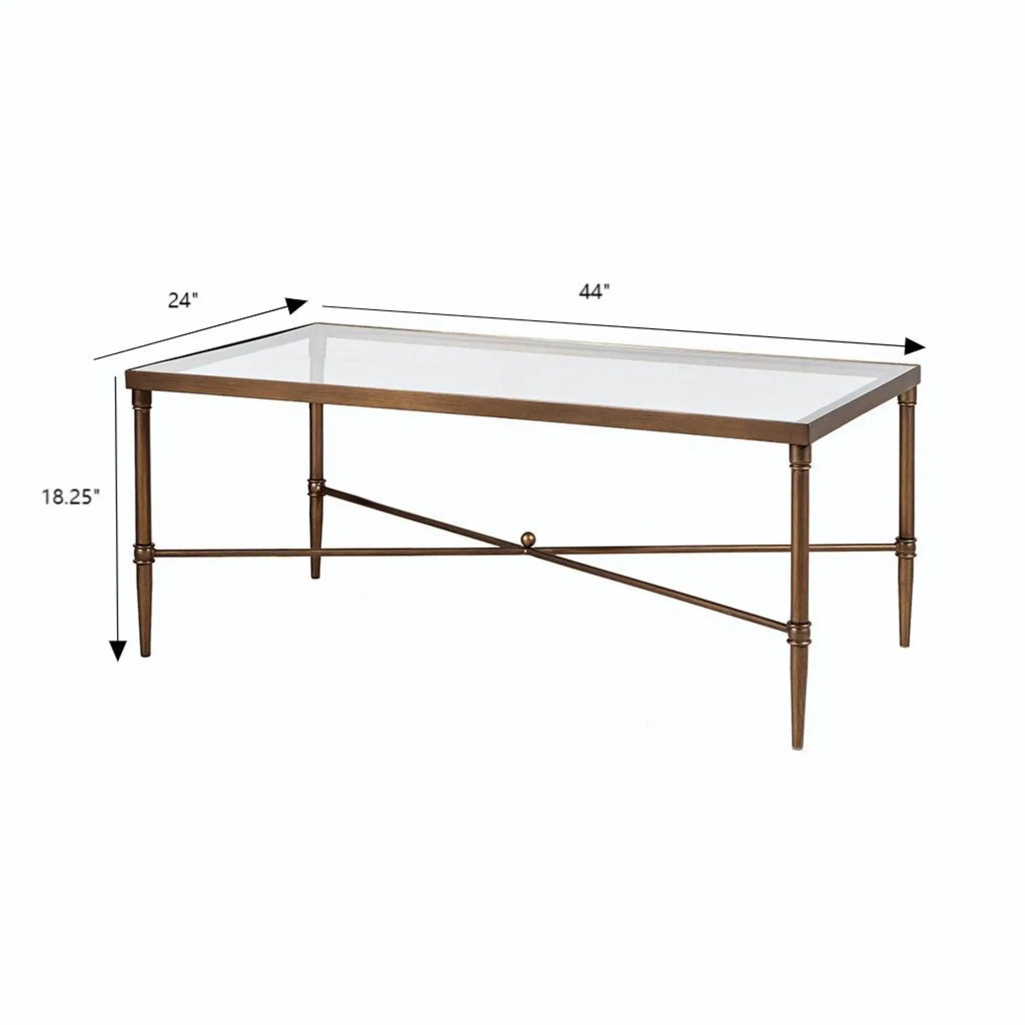 Metal Rectangle Coffee Table With Tempered Glass Top - Bronze by Unique Piece Furniture