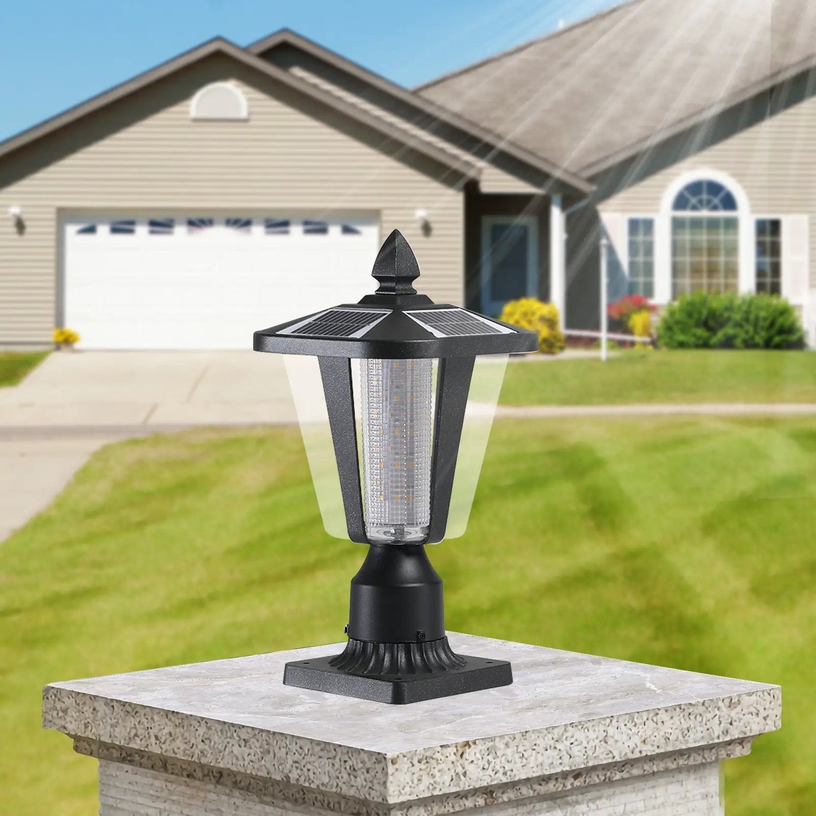 15' Solar Powered Outdoor Lantern, Modern Garden Light with LED (2-Pack) by HouseOfZazla