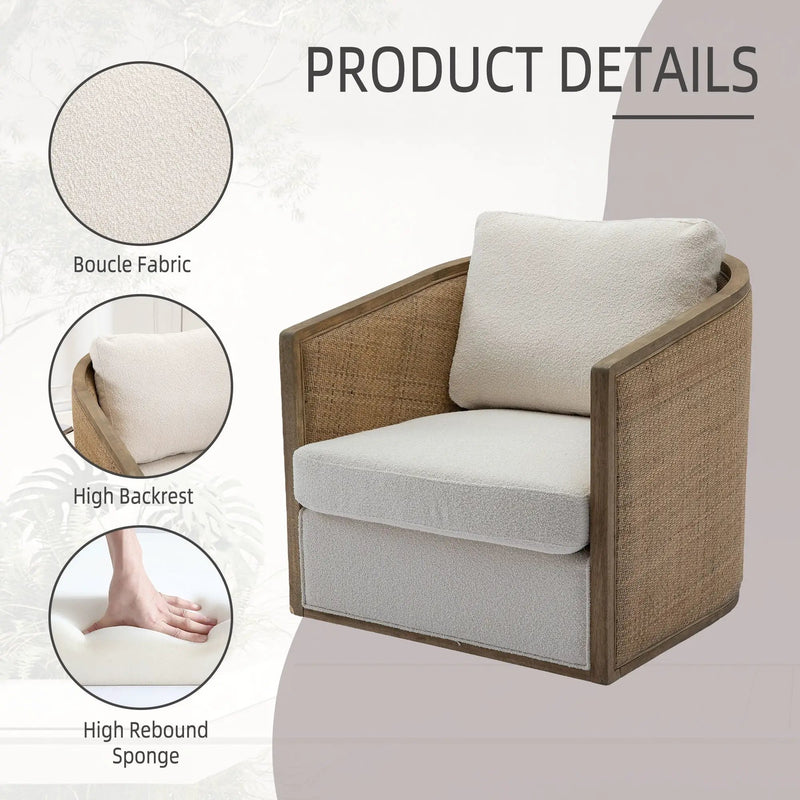 Barrel, Comfy Round Accent Sofa Chair With 360 Degree Swivel, Leisure Arm by HouseOfZazla