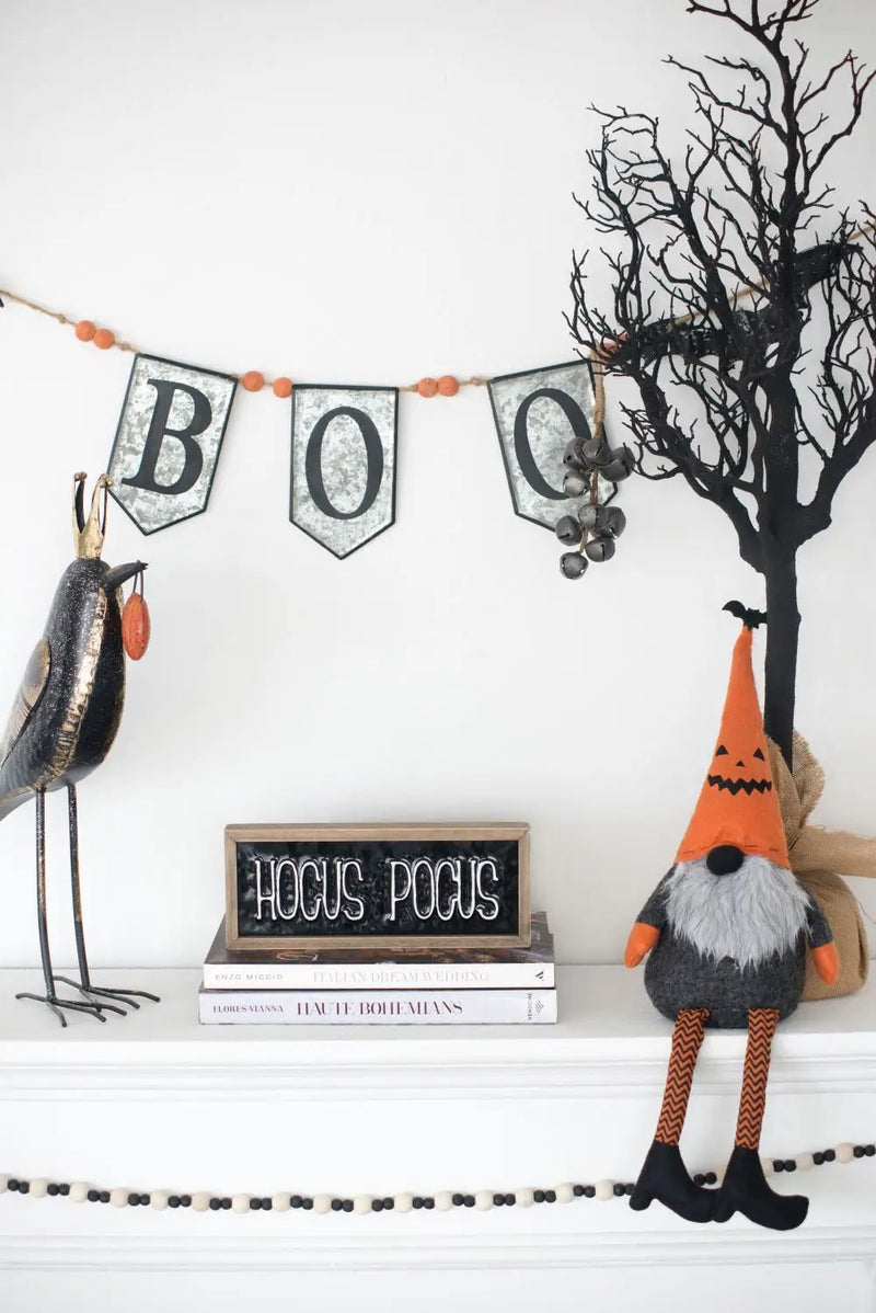 Iron Boo Banner With Bats, For Halloween Holiday Decor - Black / Gray / Orange by Unique Piece Furniture