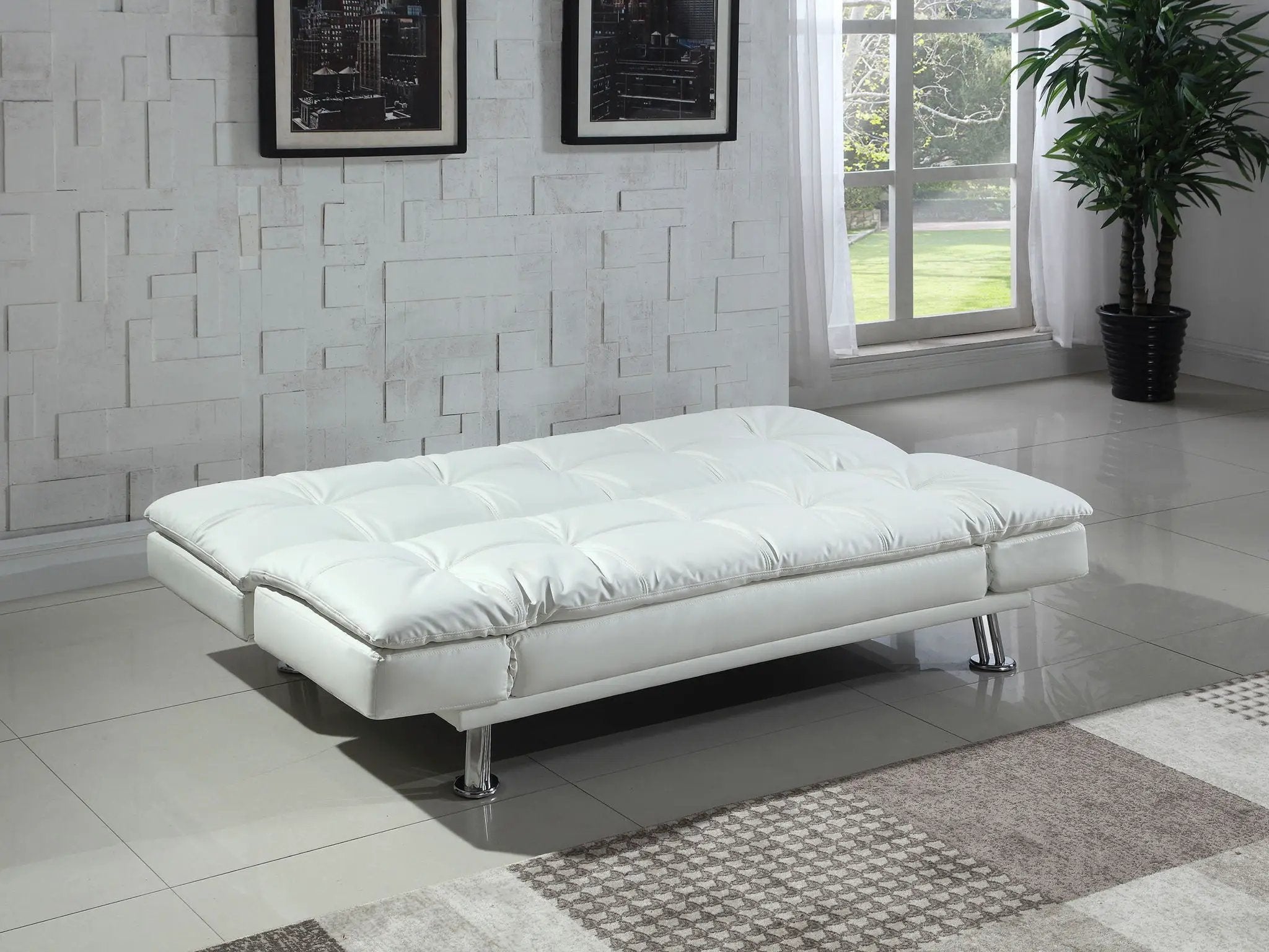 Dilleston Upholstered Tufted Convertible Sofa Bed White by Unique Piece Furniture
