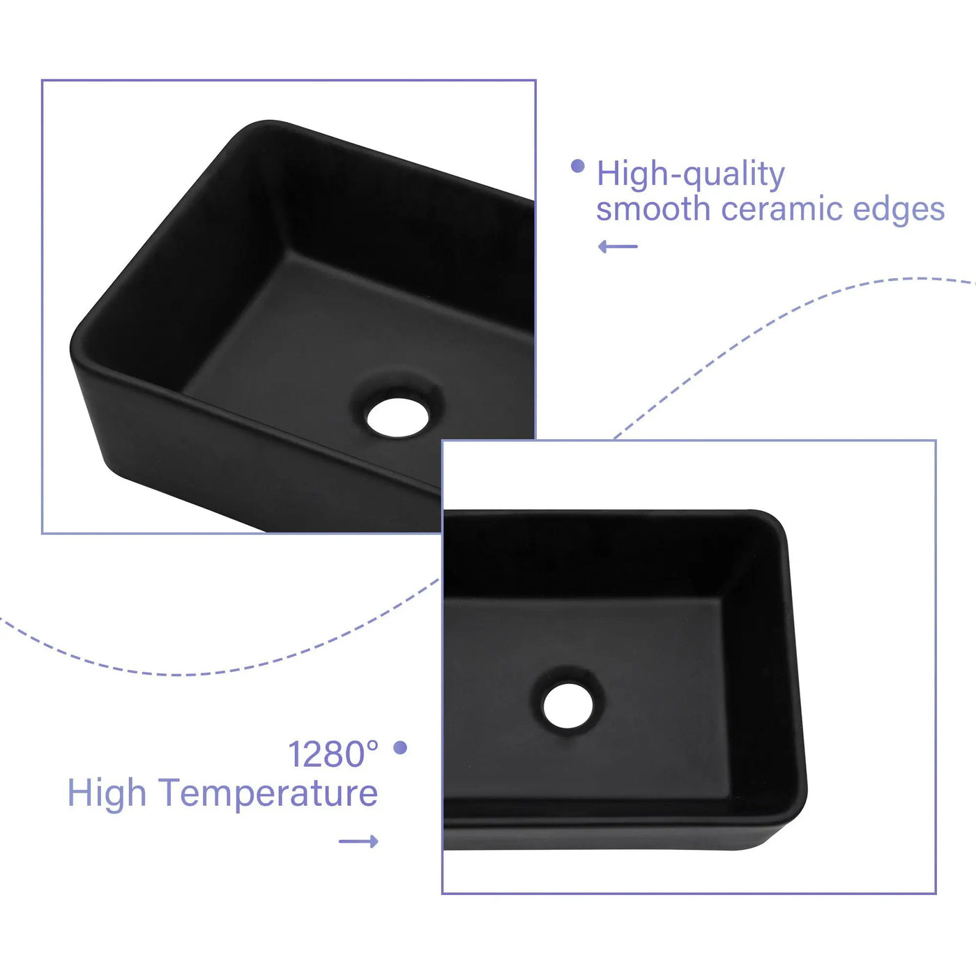 Sleek Ceramic Rectangular Vessel Bathroom Sink by HouseOfZazla