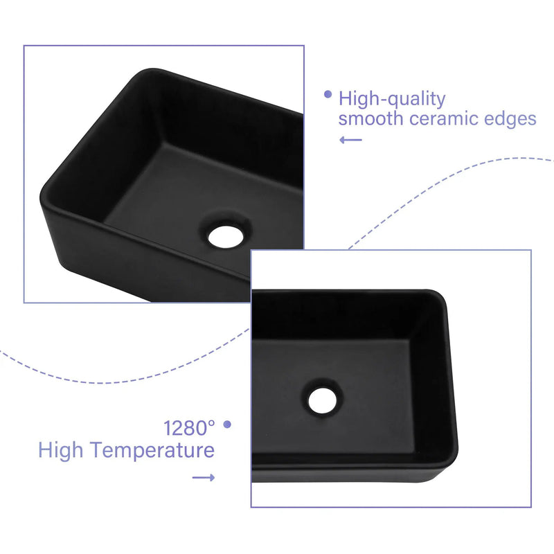 Sleek Ceramic Rectangular Vessel Bathroom Sink by HouseOfZazla