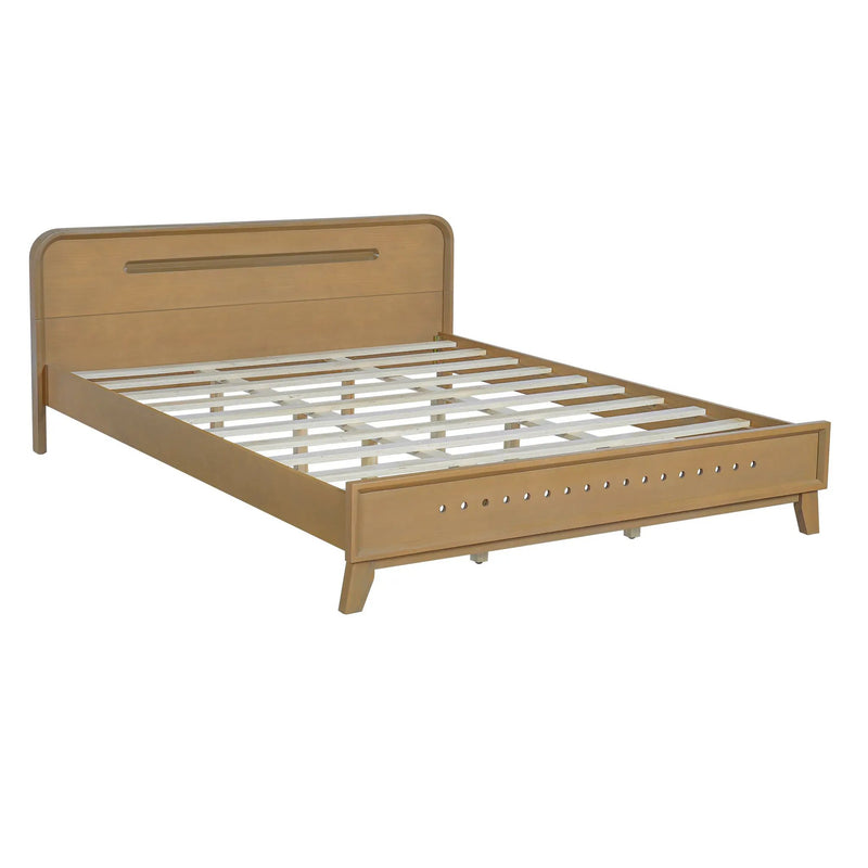 Pine Solid Wood Queen Size Bed, Rustic Yellow by HouseOfZazla