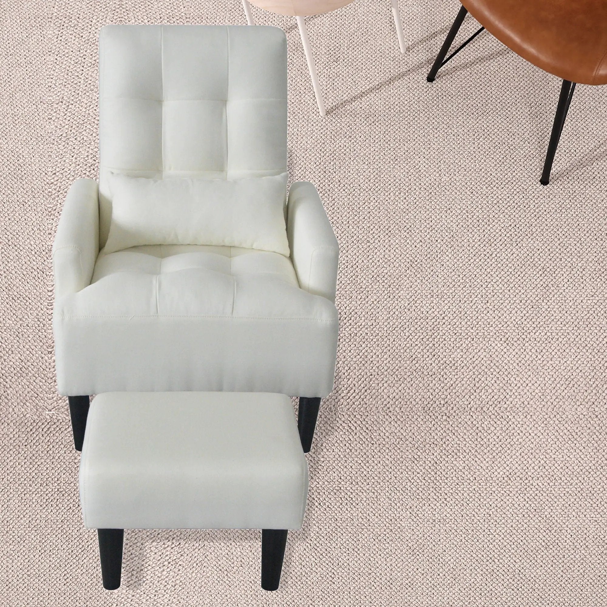 Living Room Sofa Single Chair And Ottoman, Modern Multi-Function Fabric Living Room Sofa Lounge Chair Bed And Stool. Soft Leisure Single Chair Adjustable Into 5 Angles With Sofa Bed by HouseOfZazla