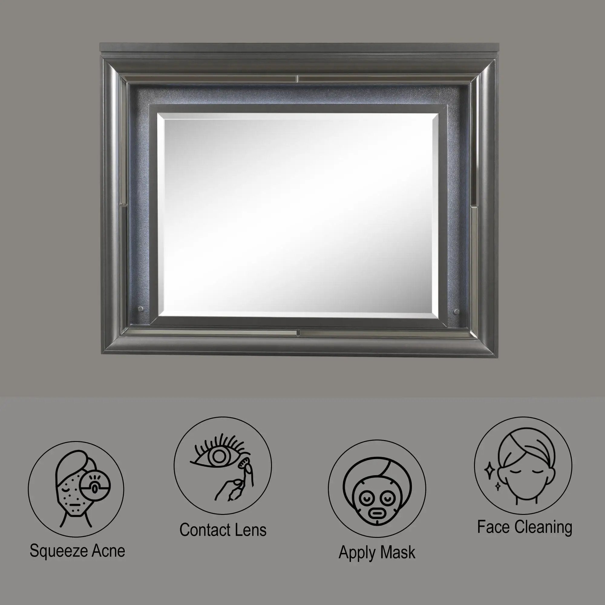 Sawyer - Metallic Mirror With LED - Gray by Unique Piece Furniture