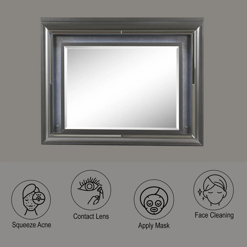 Sawyer - Metallic Mirror With LED - Gray by Unique Piece Furniture