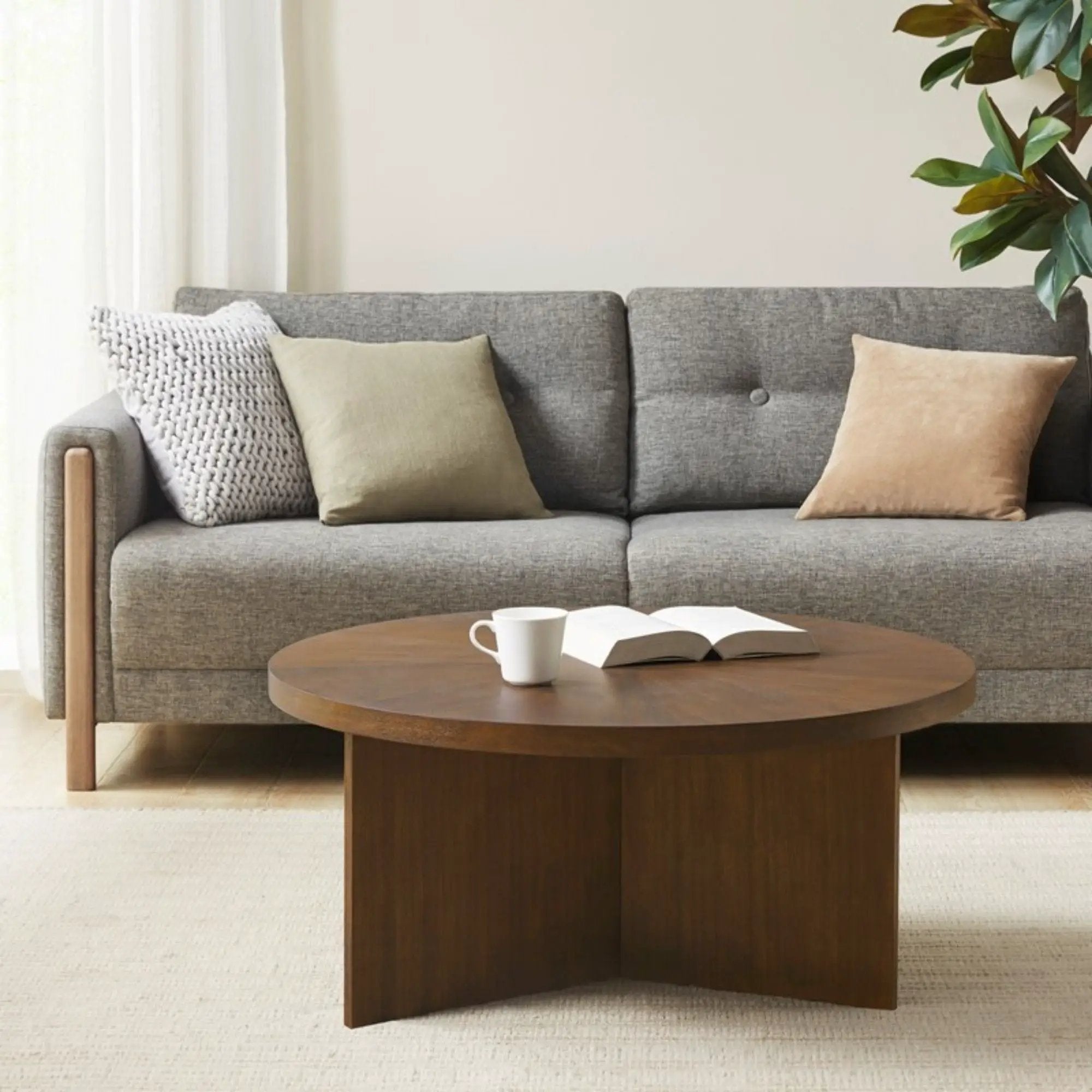 Round Coffee Table With Solid Veneer Top by Unique Piece Furniture