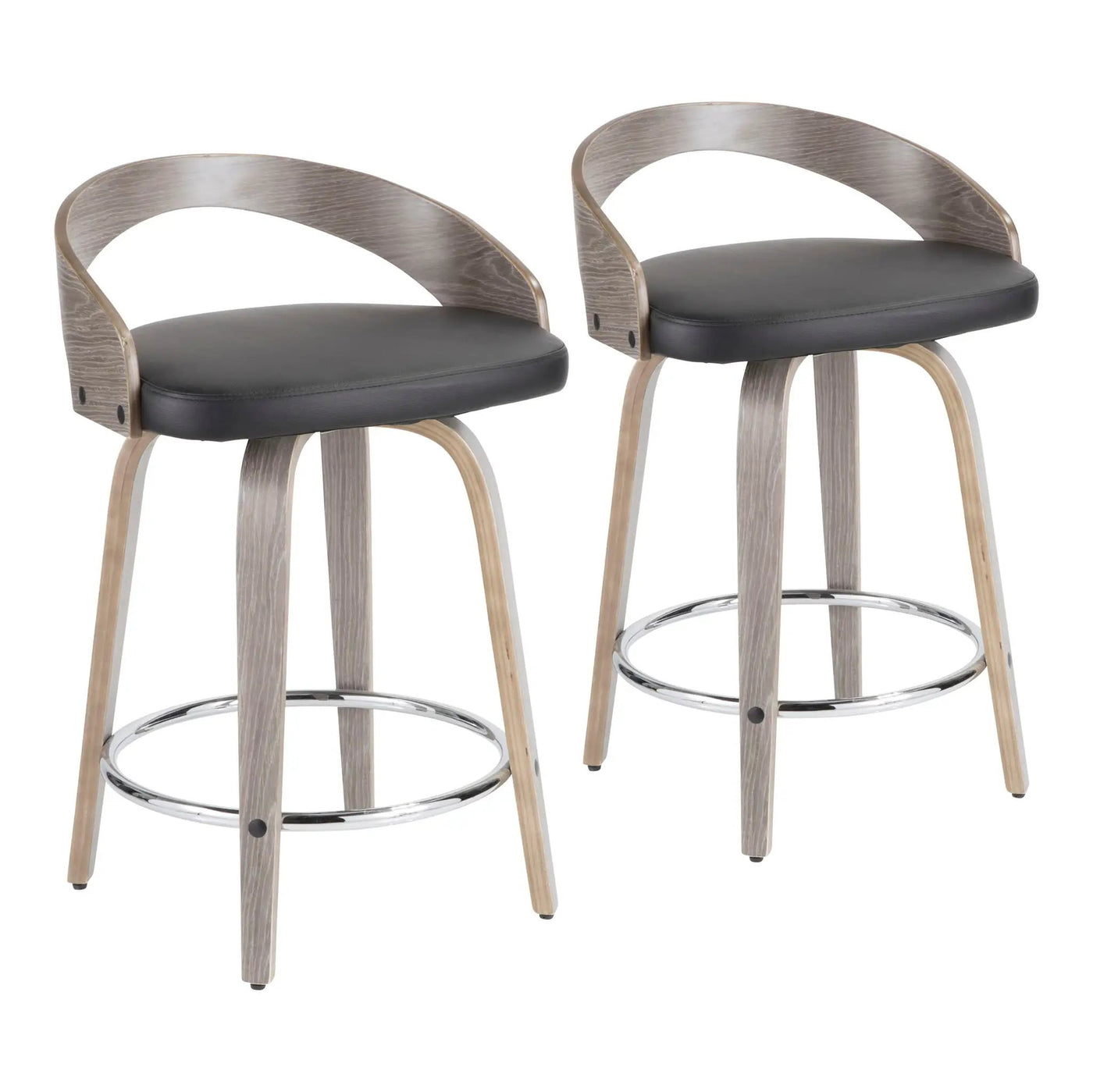 Grotto - Contemporary Fixed Height Counter Stool & Swivel With Round Footrest (Set of 2) by HouseOfZazla