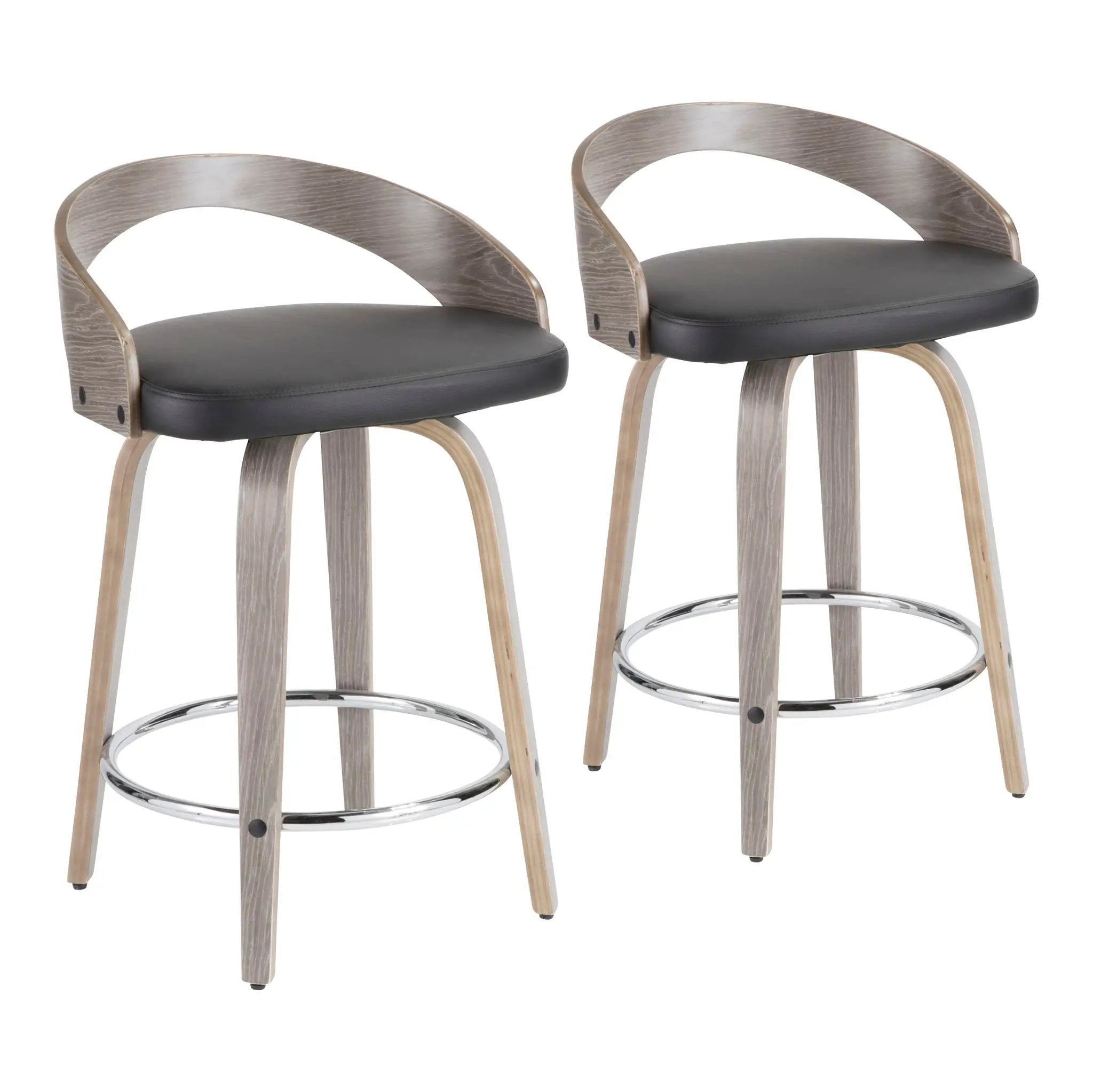 Grotto - Contemporary Fixed Height Counter Stool & Swivel With Round Footrest (Set of 2) by HouseOfZazla