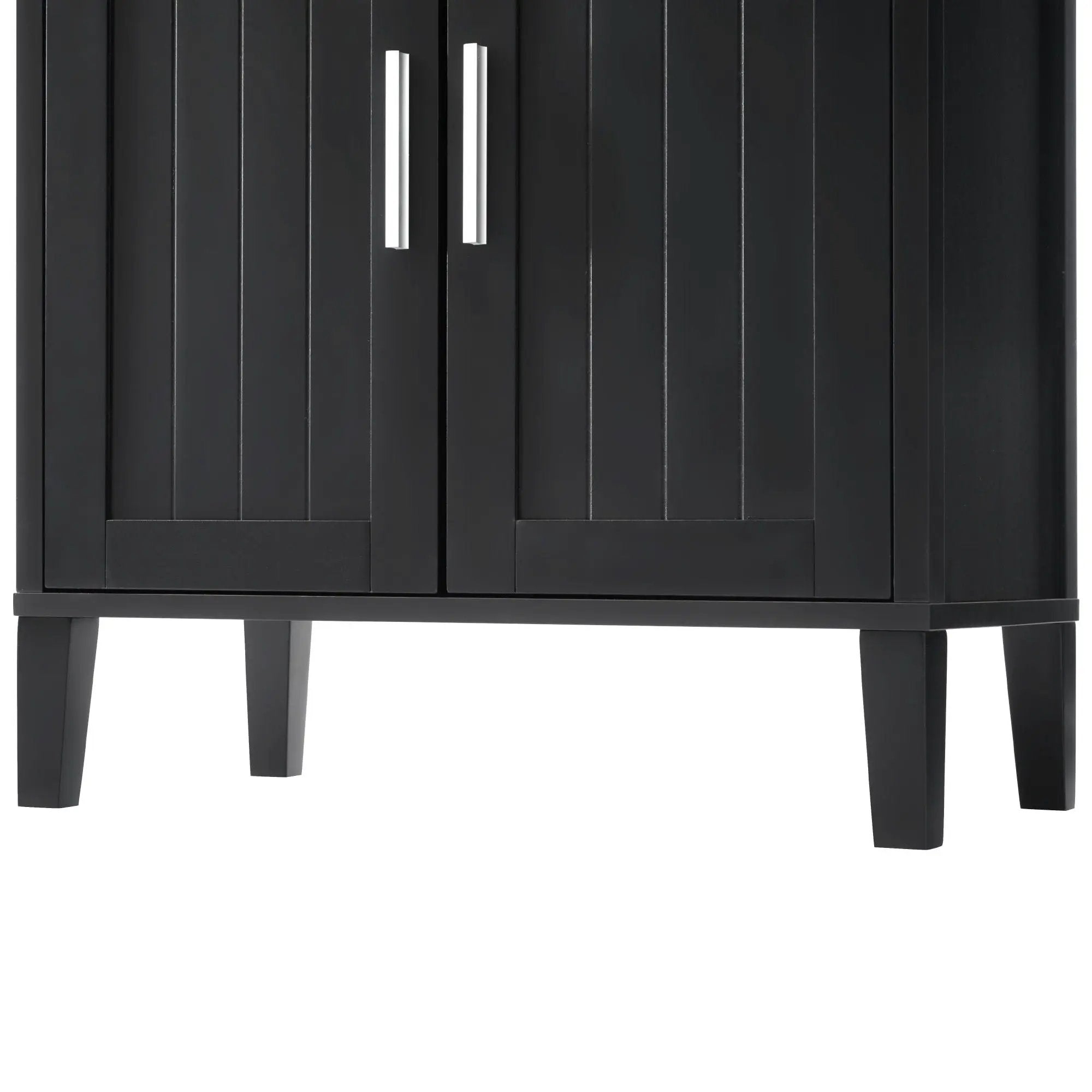Freestanding Tall Bathroom Cabinet With Soft Close Doors And Adjustable Shelves
