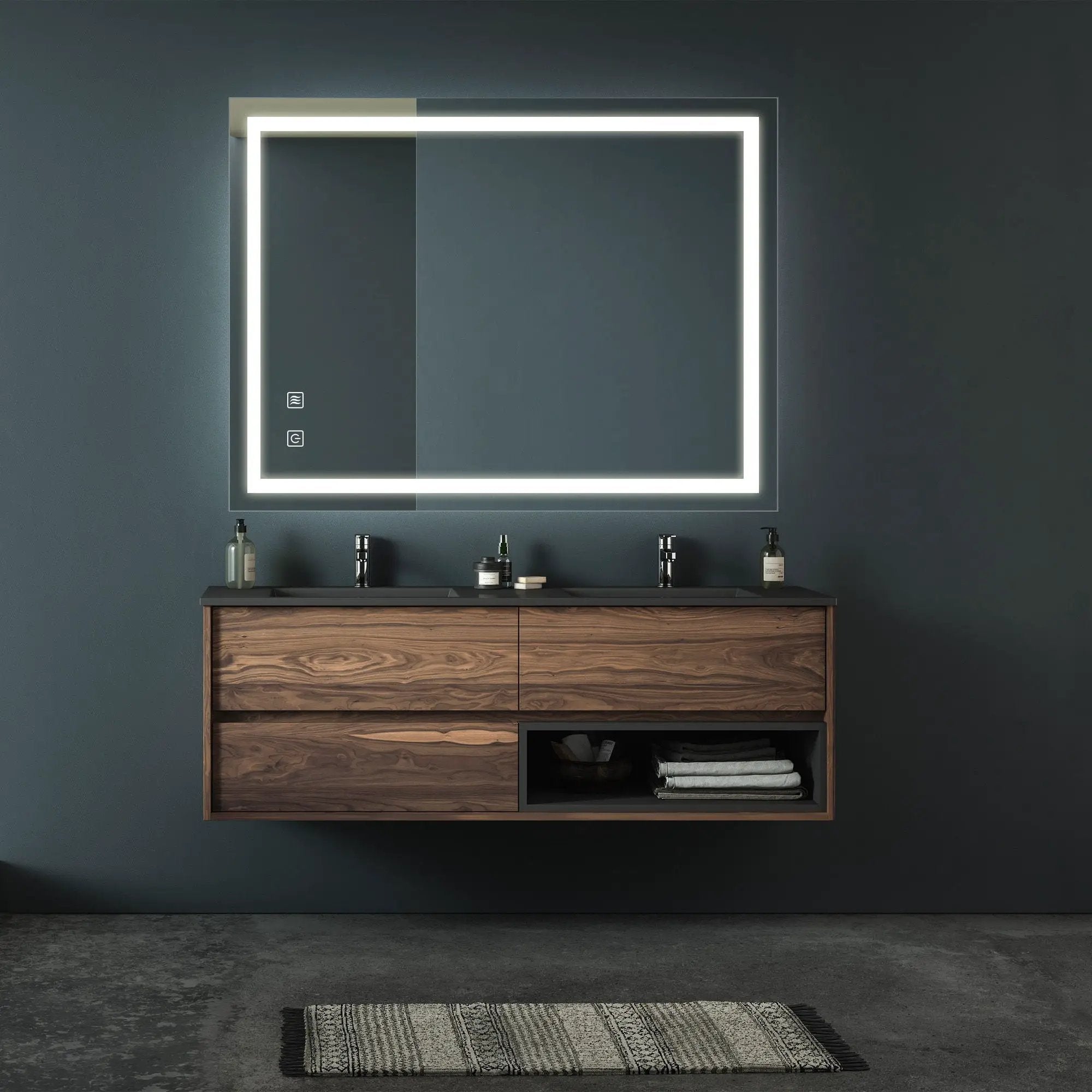 Bathroom Vanity Rectangle Mirror With Front Lighting, Anti Fog, Dimmable, Smart Memory Function by Unique Piece Furniture