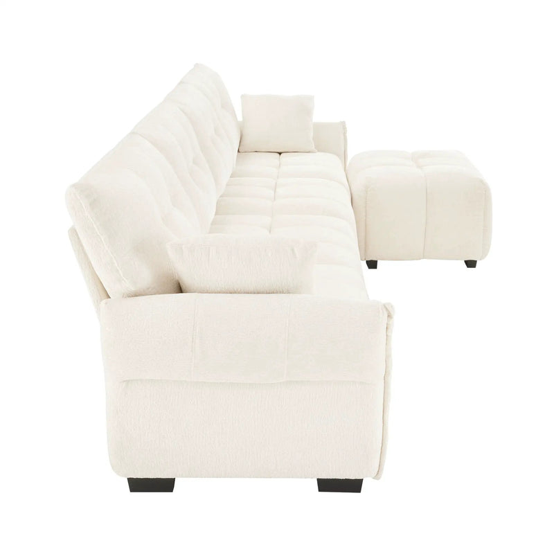 Sofa Set With Ottoman And Pillows, Textured, High Resilience Cushions by HouseOfZazla