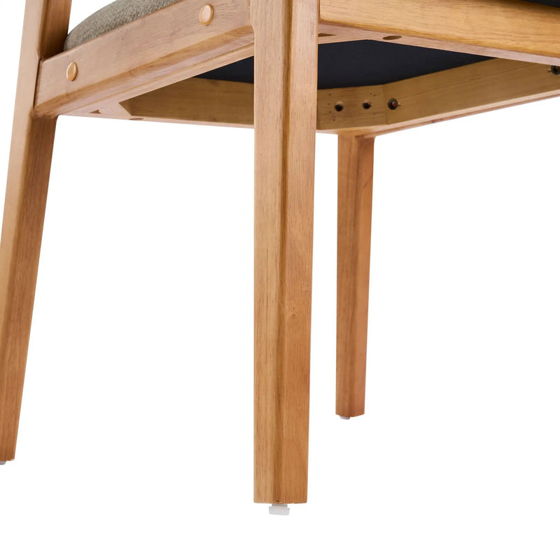 Indoor Upholstered Dining Chair Set of 2 - Oatmeal / Teak by HouseOfZazla