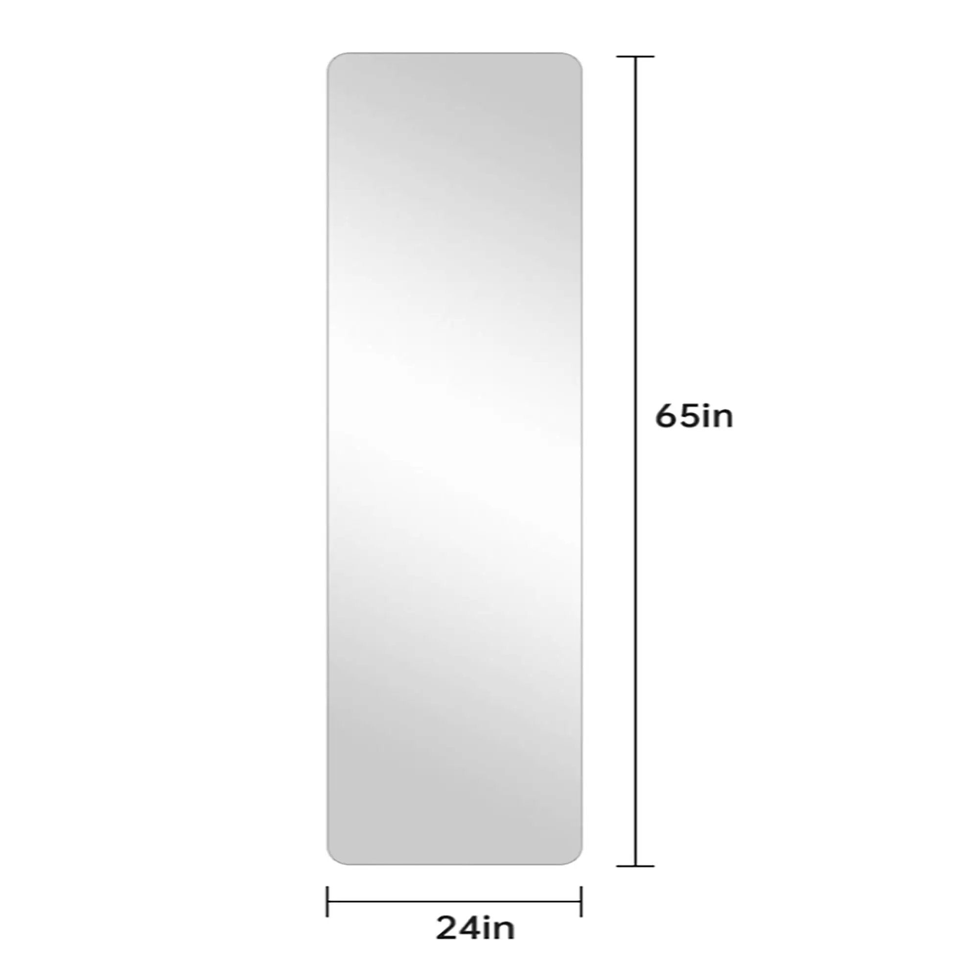 Full Body Round Corner Mirror For Living Room Bedroom Cloakroom High Quality 5Mm Explosion Proof Glass - Silver / Clear by HouseOfZazla