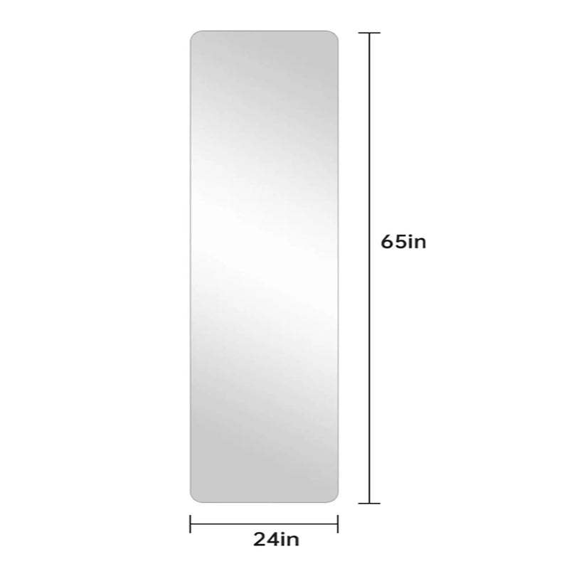 Full Body Round Corner Mirror For Living Room Bedroom Cloakroom High Quality 5Mm Explosion Proof Glass - Silver / Clear by HouseOfZazla