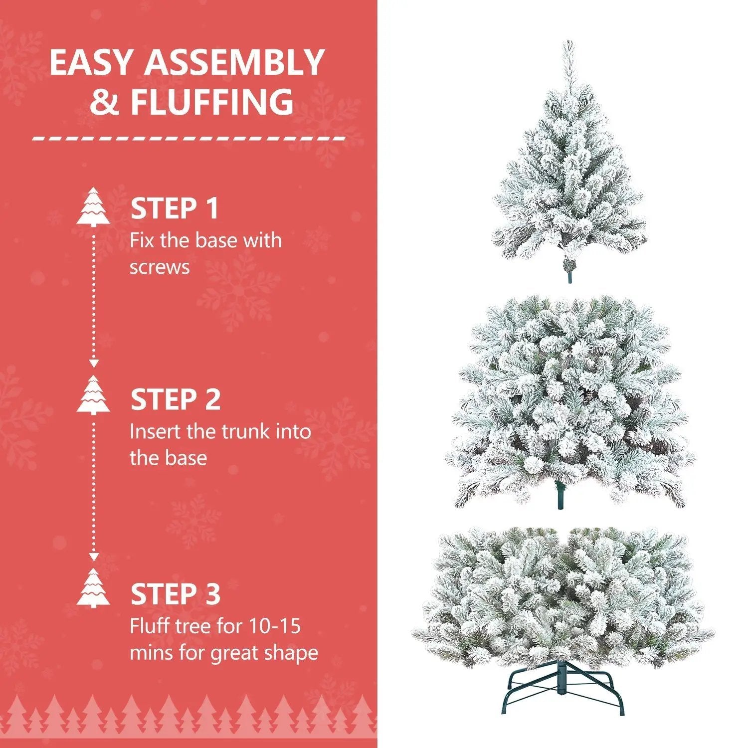 4FT Flocked Christmas Tree with Pine Cones and Snowy PVC Design by HouseOfZazla