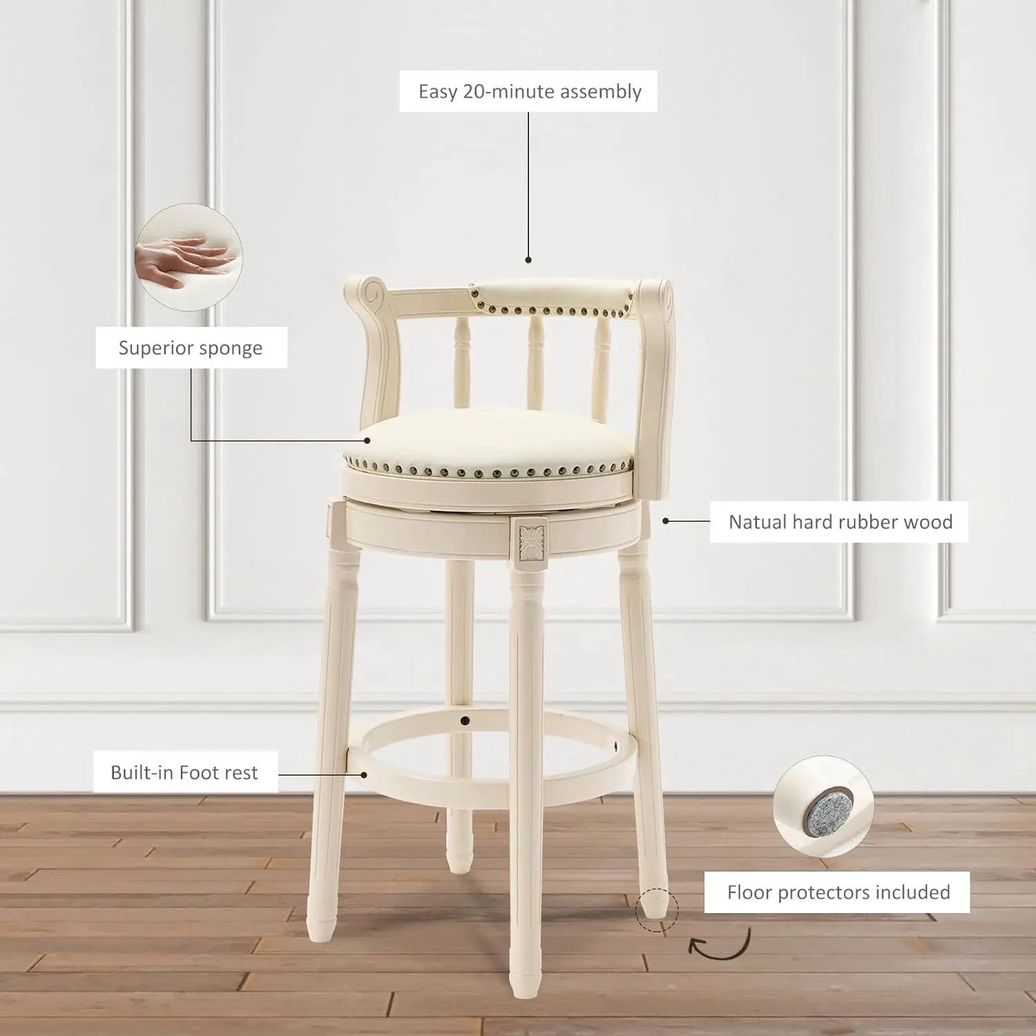 Wooden Bar Stool by Unique Piece Furniture