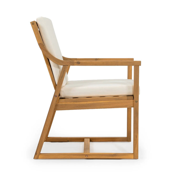 TREXM Patio Dining Chair Set of 2, Wood Outdoor Armchairs with Removable Cushions by HouseOfZazla