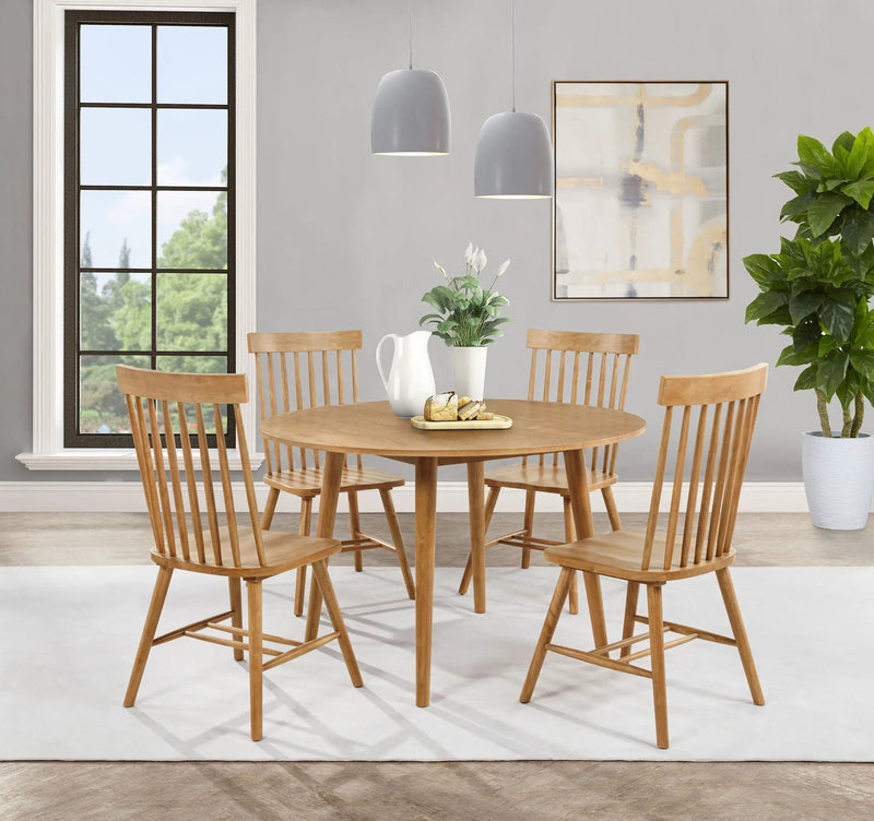 Andrews 5-piece Round Wood Dining Room Table Set Light Ash by Unique Piece Furniture