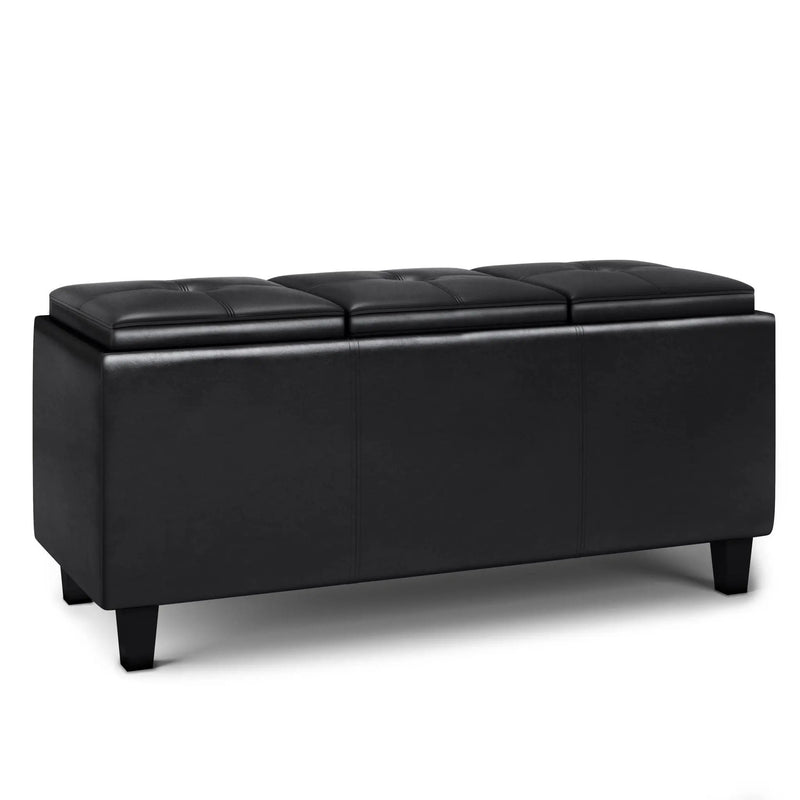 Avalon - Tray Storage Ottoman With Lift Up Lids - Midnight Black by HouseOfZazla