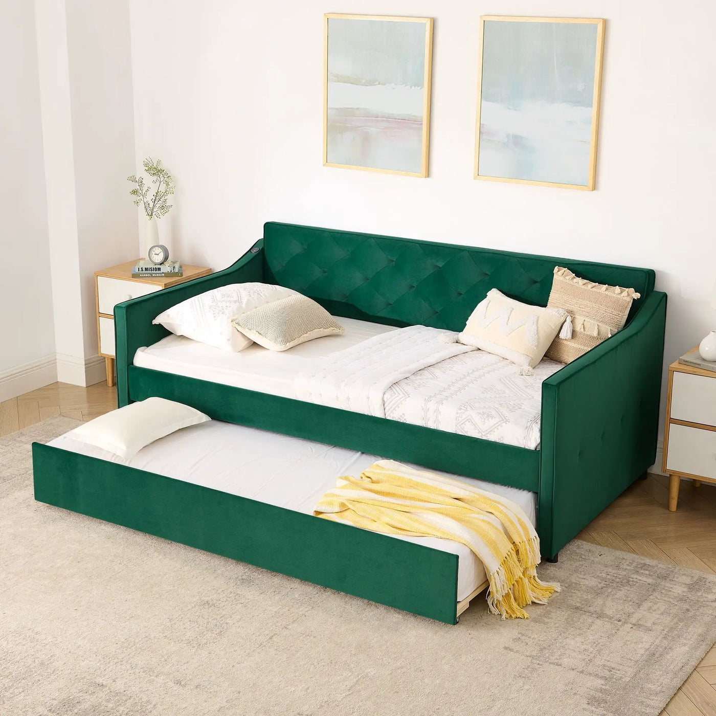 Daybed With Pop Up Trundle And USB Charging Armrest by HouseOfZazla