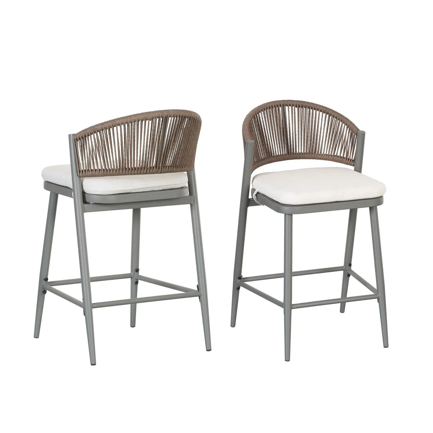 Outdoor 26" Counter Height Metal Frame Counter Stools With Scallop Shaped Backrest & Water Resistant Cushions by HouseOfZazla