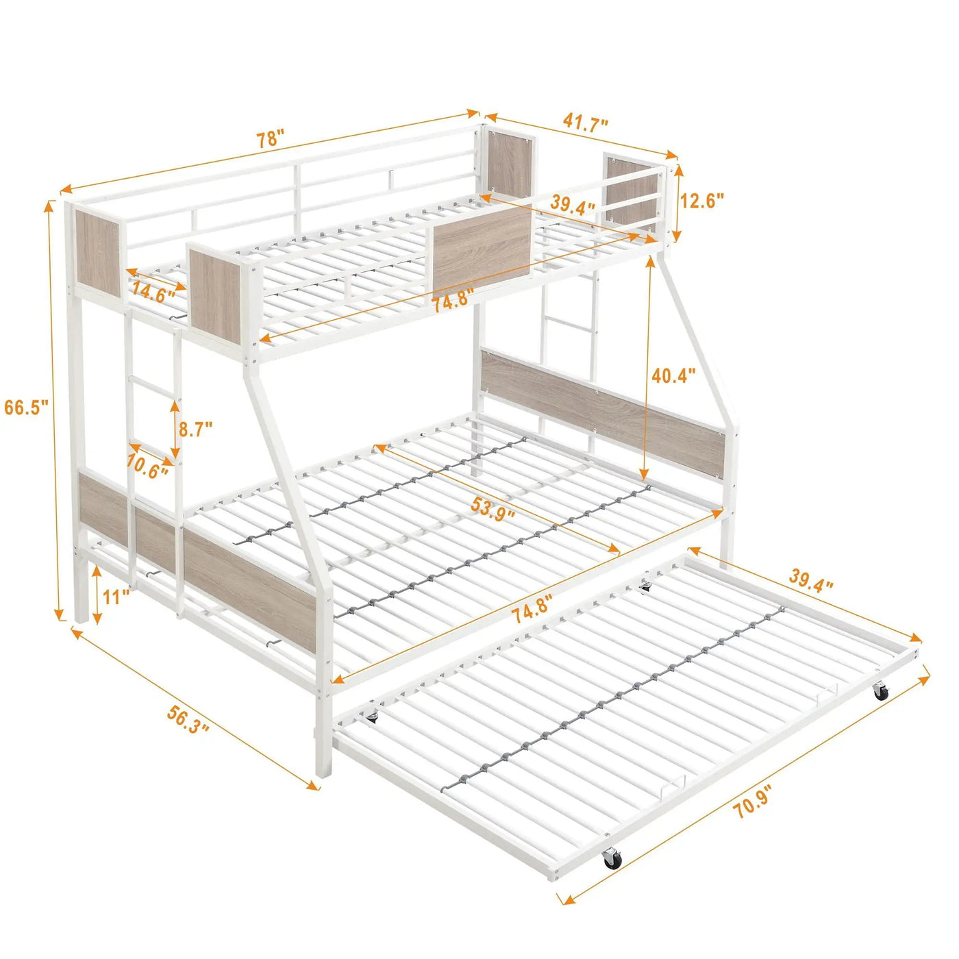 Modern Metal Bunk Bed With Dual Side Ladder And Metal Desig by Unique Piece Furniture