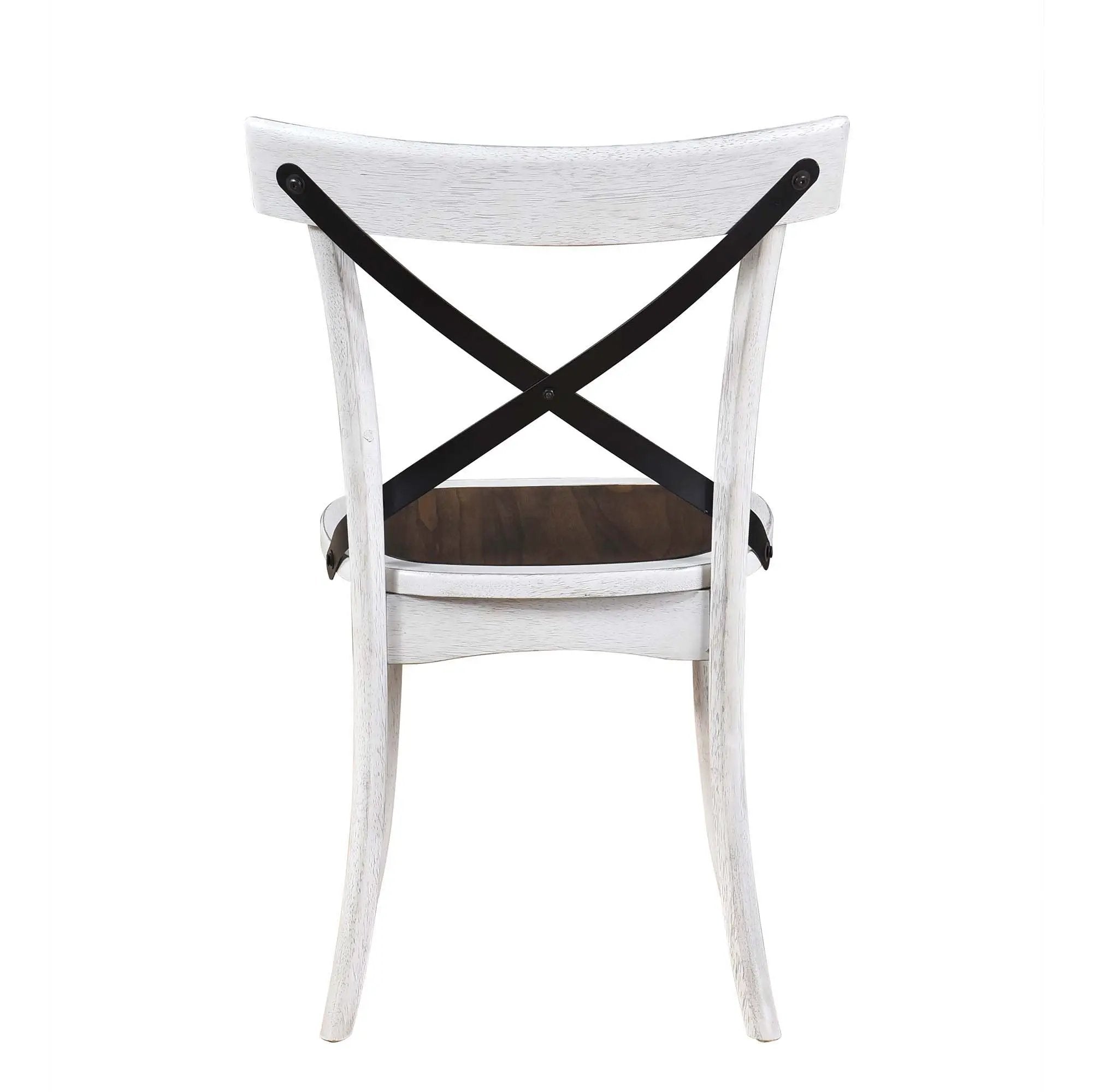 2 Pieces Set Dining Side Chair Rustic Modern Farmhouse Design Retro Design With Metal X Design - Antique Dark Oak / Antique White by Unique Piece Furniture
